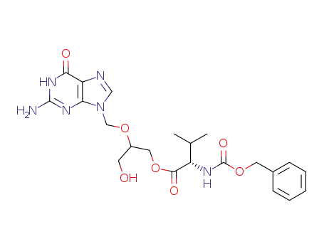 2-(2-amino-1,6 dihydro-6-oxo-purine-9-yl)-methoxy-3-hydroxy-1-propyl-N-(benzyloxy carbonyl)-L-valinate