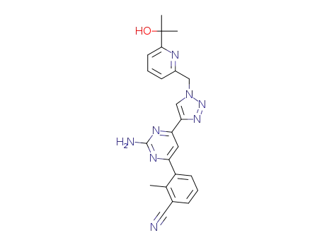 3-(2-amino-6-(1-((6-(2-hydroxypropan-2-yl)pyridin-2-yl)methyl)-1H-1,2,3-triazol-4-yl)pyrimidin-4-yl)-2-methylbenzonitrile