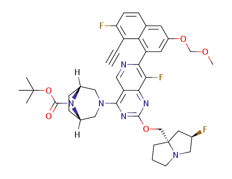 (1R,5S)-tert-butyl 3-(7-(8-ethynyl-7-fluoro-3-(methoxymethoxy)naphthalen-1-yl)-8-fluoro-2-(((2R,7aS)-2-fluorohexahydro-1H-pyrrolizin-7a-yl)methoxy)pyrido[4,3-d]pyrimidin-4-yl)-3,8-diazabicyclo[3.2.1]octane-8-carboxylate