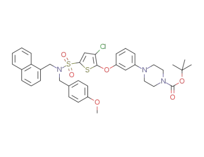 tert-butyl 4-(3-(3-chloro-5-(N-(4-methoxybenzyl)-N-(naphthalen-1-ylmethyl)sulfamoyl)thiophen-2-yloxy)phenyl)piperazine-1-carboxylate