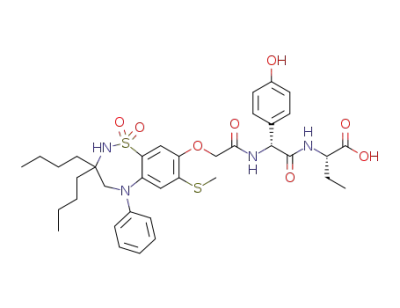 1,1-dioxo-3,3-dibutyl-5-phenyl-7-methylthio-8-(N-{(R)-α-[N-((S)-1-carboxypropyl)carbamoyl]-4-hydroxybenzyl})carbamoylmethoxy-2,3,4,5-tetrahydro-1,2,5-benzothiadiazepine