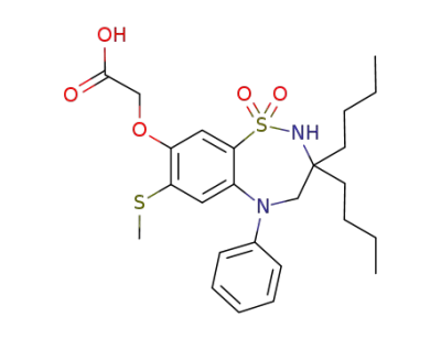 1,1-dioxo-3,3-dibutyl-5-phenyl-7-methylthio-8-carboxymethoxy-2,3,4,5-tetrahydro-1,2,5-benzothiadiazepine