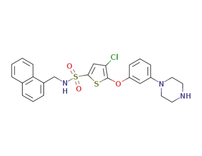 (4-chloro-N-(naphthalen-1-ylmethyl)-5-(3-(piperazin-1-yl) phenoxy)thiophene-2-sulfonamide)