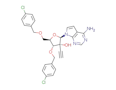 4-amino-7-[3',5'-di-O-(4-chlorobenzyl)-2'-C-ethynyl-b-D-ribofuranosyl]-7H-pyrrolo[2,3-d]pyrimidine